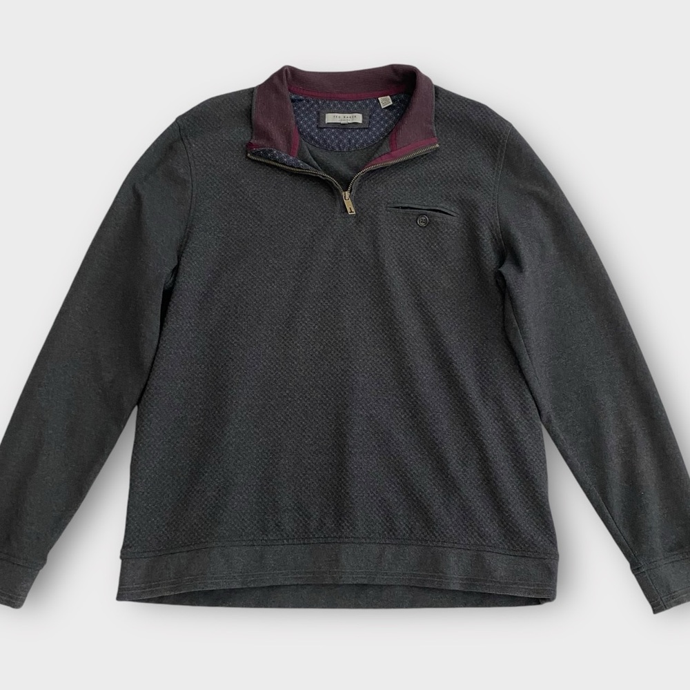 Ted Baker London Men’s Sweater Pullover 2XL XXL Mock Neck Quarter Zip Masculine